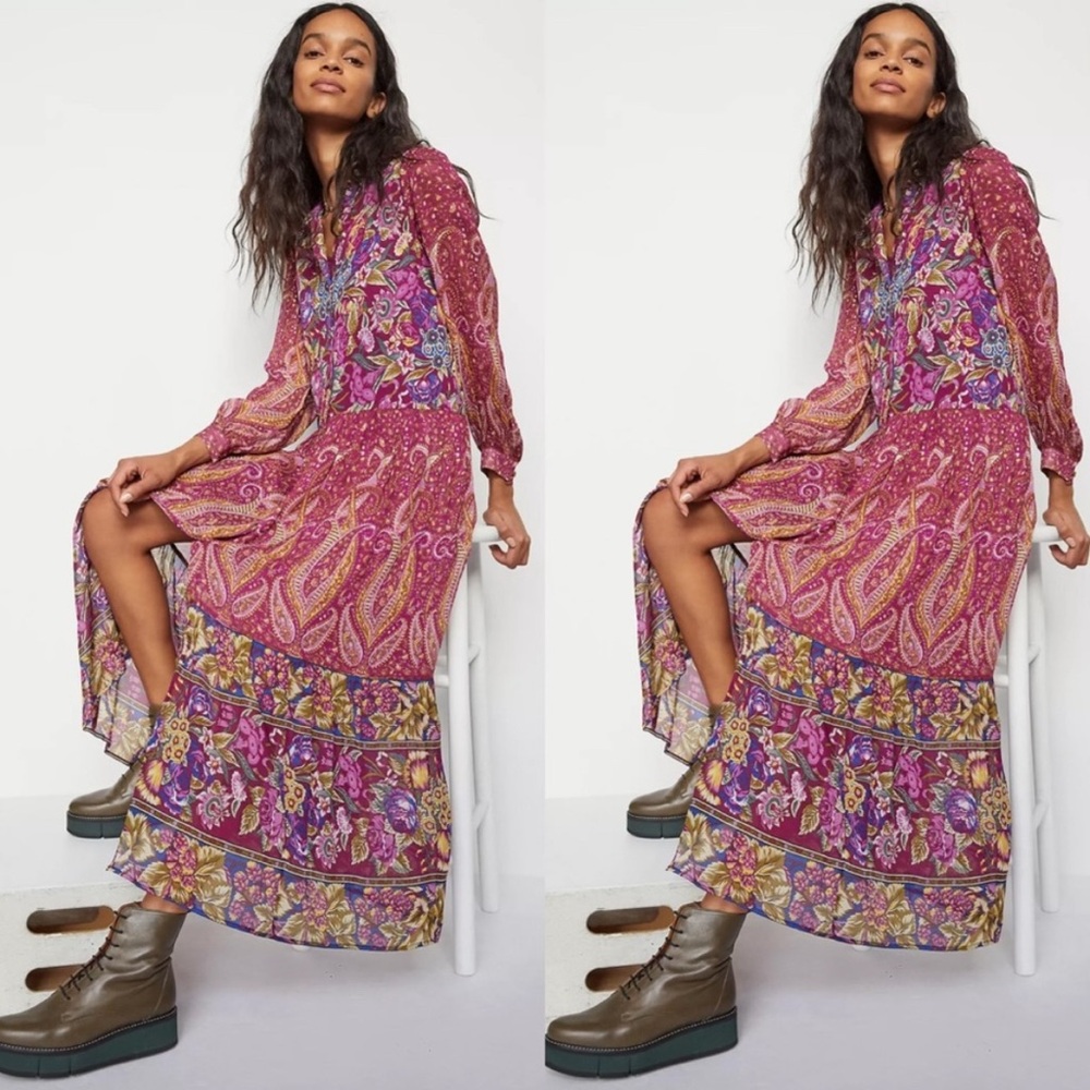 Anthropologie Nikole Maxi Shirt Dress Paisley